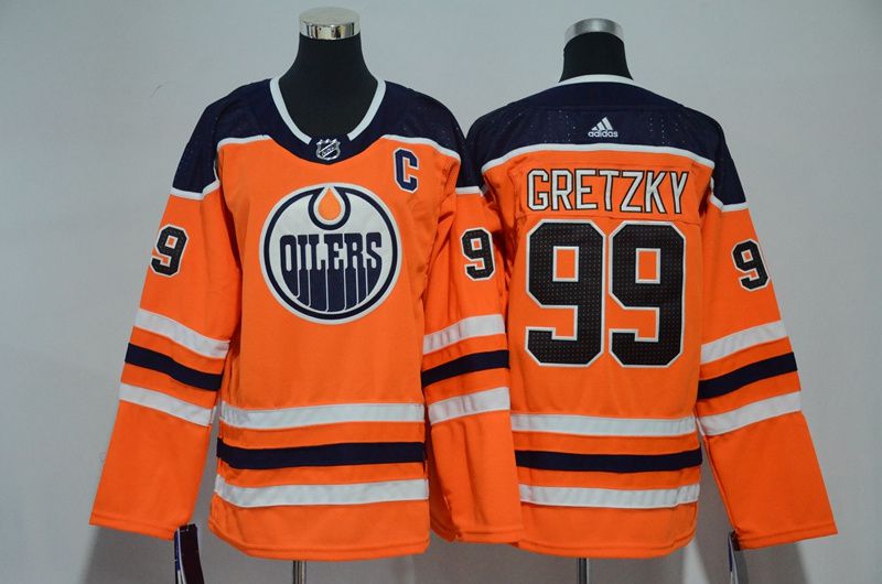 Women Edmonton Oilers 99 Gretzky Oragne Hockey Stitched Adidas NHL Jerseys